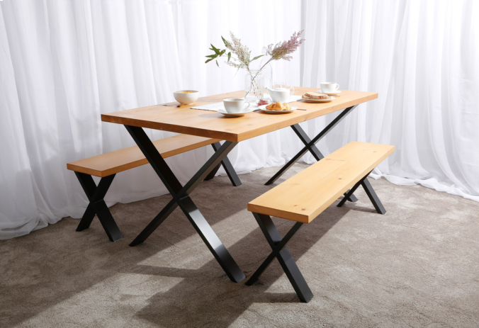 The Adelle dining table and 2 bench set